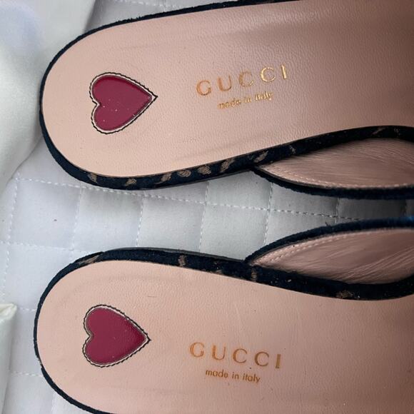 GUCCI Princetown GG velvet shoes 8.5M US sizing 38+ blue Excellent pre-owned - Picture 7 of 14